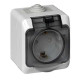 Розетка с заземлением со шторками с крышкой с рамкой Schneider Electric Этюд PA16-044C Серый - PA16-
