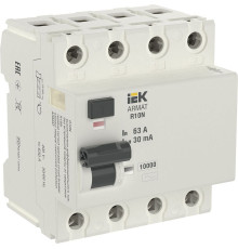 ARMAT Выключатель дифференциального тока R10N 4P 63А 30мА тип AC IEK - AR-R10N-4-063C030