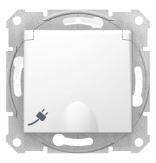 Розетка с заземлением со шторками с крышкой IP44 Sedna Белый - SDN3100321