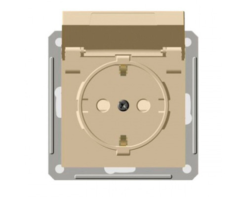 Розетка с заземлением со шторками с крышкой Schneider Electric Wessen59 RS16-152B-2-86 Слоновая  кос