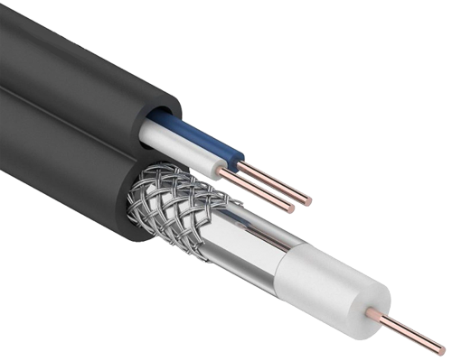 RG59 75Ом FPE каб. пит. 2х0,75мм2 PVC Каб. коакc. чёрный(300м)  GENERICA