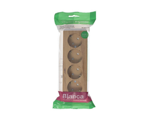 BLANCA О/У РОЗЕТКА 4-я с заземл. со шторк. ИЗОЛ.ПЛ.,16А, 250В, ЯСЕНЬ BLANCA О/У РОЗЕТКА 4-я с заземл. со шторк. ИЗОЛ.ПЛ.,16А, 250В, ЯСЕНЬ