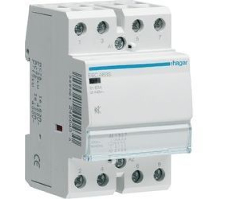Контактор для проводок 63A/230V, 4НО, (Тихий), 3-модуля Hager