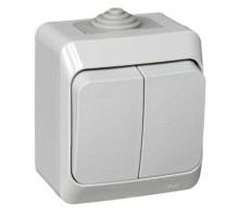 Выключатель, открытая установка 2-клавишный Schneider Electric Этюд BA10-042C Серый - BA10-042C