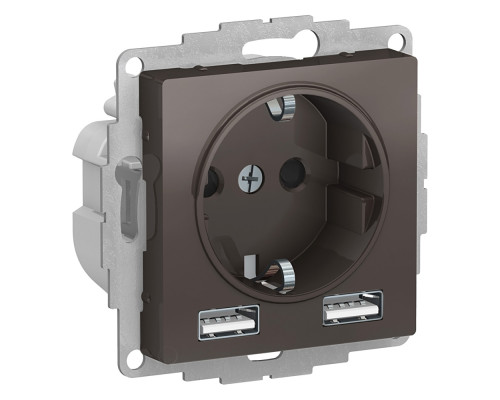 ATLASDESIGN РОЗЕТКА 16А c 2 USB A+A, 5В/2,4А, 2х5В/1,2А, механизм, МОККО ATLASDESIGN РОЗЕТКА 16А c 2 USB A+A, 5В/2,4А, 2х5В/1,2А, механизм, МОККО